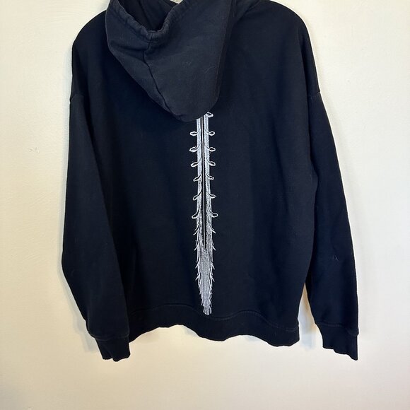 Forever 21 Men’s Black Graphic Hoodie Snake Design Large Bliss Eternal Pullover - Picture 8 of 11